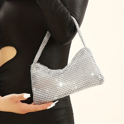 Elegant Rhinestone Evening Clutch Bag, Formal Banquet Handbag, Dinner Shoulder Purse For Wedding Party Prom