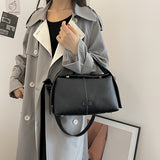 realaiot  Luxury Solid Color Handbag, Fashion PU Leather Crossbody Bag, Women's Simple Shoulder Purse