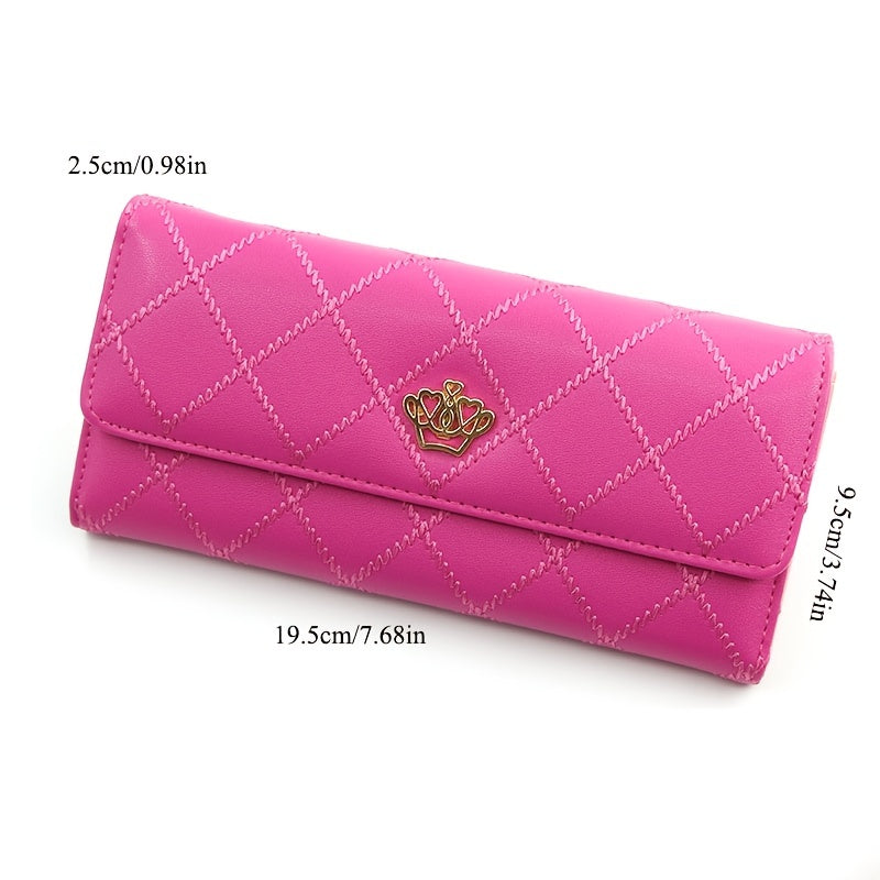 realaiot  Argyle Embroidery Wallet, Women's Folding Long Money Clip, Clutch Bag Classic Small Card Purse