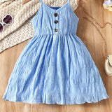 Toddler Girls Button Front Casual Cami Dress For Party Beach Vacation Kids Summer Clothes