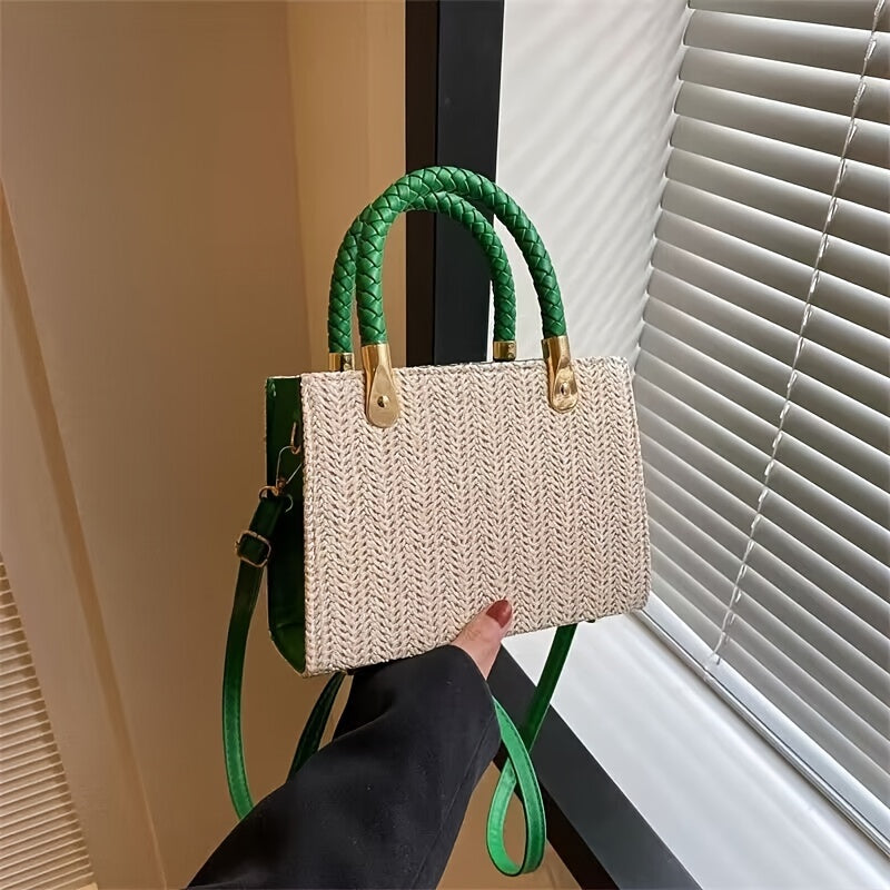 Mini Straw Woven Crossbody Bag, Fashion Simple Shoulder Bag, Women's Casual Handbag & Purse