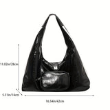 realaiot  Y2K Street Wear Tote Bag, Trendy PU Leather Hobo Bag, Large Capacity Shoulder Bag For Women