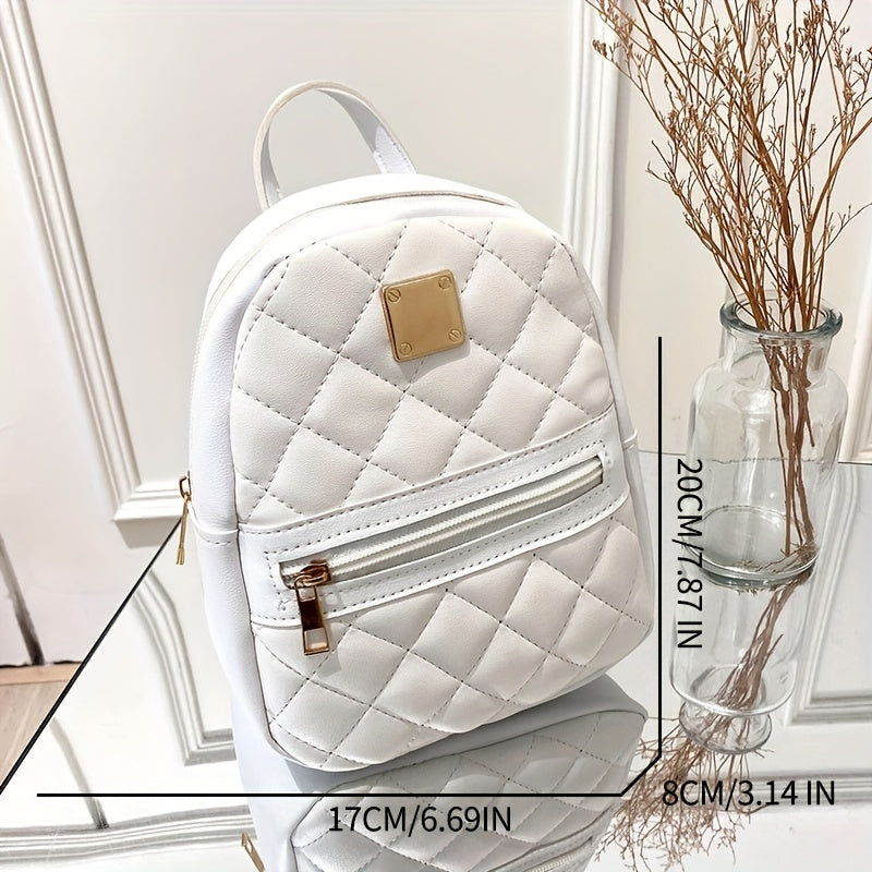 Youda Pu Solid Color Mini Rhombus Backpack Suitable For Women Fashion Casual Small Backpack Girls Korean Style Student 2022 New