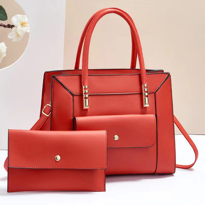 realaiot  Elegant Hand Bag Set, Women's Large Capacity Trendy Shoulder Bag & Small Clutch Bag Set