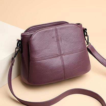 realaiot  Mini Simple Solid Color Crossbody Bag, PU Leather Textured Bag Purse, Classic Fashion Versatile Shoulder Bag (22.99cm X 11.99cm X 16.99cm)