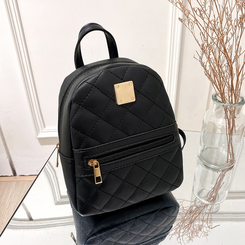 Youda Pu Solid Color Mini Rhombus Backpack Suitable For Women Fashion Casual Small Backpack Girls Korean Style Student 2022 New