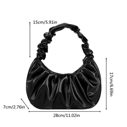 realaiot Women's Bag 2023 New Solid Color Cloud Pleated Bag, Simple Women's Underarm Bag, Sweet Shoulder Bag, Mini Handbag