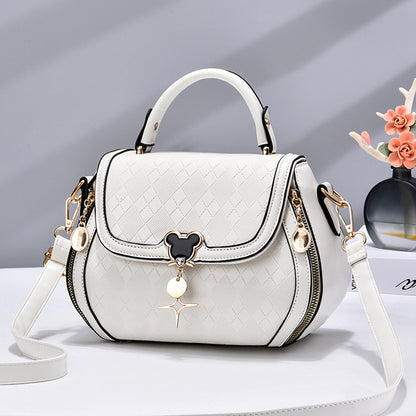 Portable Top Handle Handbag, Plaid Pattern Flap Shoulder Bag, Megnet Zipper PU Leather Crossbody Bag