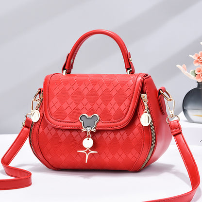 Portable Top Handle Handbag, Plaid Pattern Flap Shoulder Bag, Megnet Zipper PU Leather Crossbody Bag