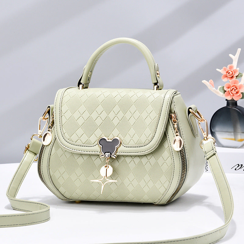 Portable Top Handle Handbag, Plaid Pattern Flap Shoulder Bag, Megnet Zipper PU Leather Crossbody Bag