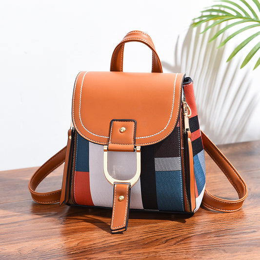 Vintage Colorblock Square Shoulder Bag, Flap Simple Satchel Bag, Women's Casual Bag For Travel