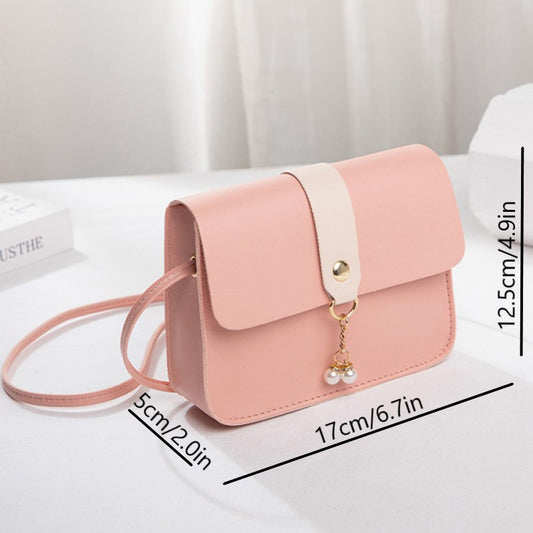 realaiot  Mini Simple Flap Square Crossbody Bag, PU Leather Textured Bag, Fashion Versatile Shoulder Bag