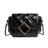 realaiot  Mini Quilted Flap Crossbody Bag, Classic Buckle Decor Shoulder Bag, Women's Stylish Handbag & Purse (14.0cmx14.0cmx8.99cm)