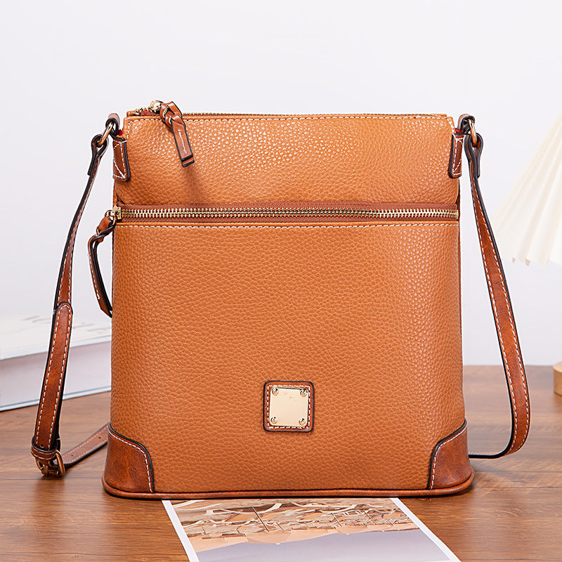 realaiot  Retro Style Crossbody Bag, Vegan Leather Square Purse, Fashion Shoulder Bag For Women