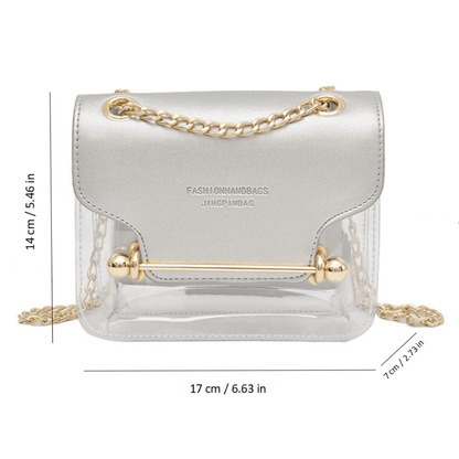 Trendy Transparent Stitching Square Bag, All-Match Chain Bag, Women's Flap Bag