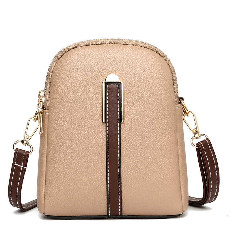 realaiot  Casual Colorblock Crossbody Bag, All-Match Zipper Shoulder Bag, Minimalist Mobile Phone Bag