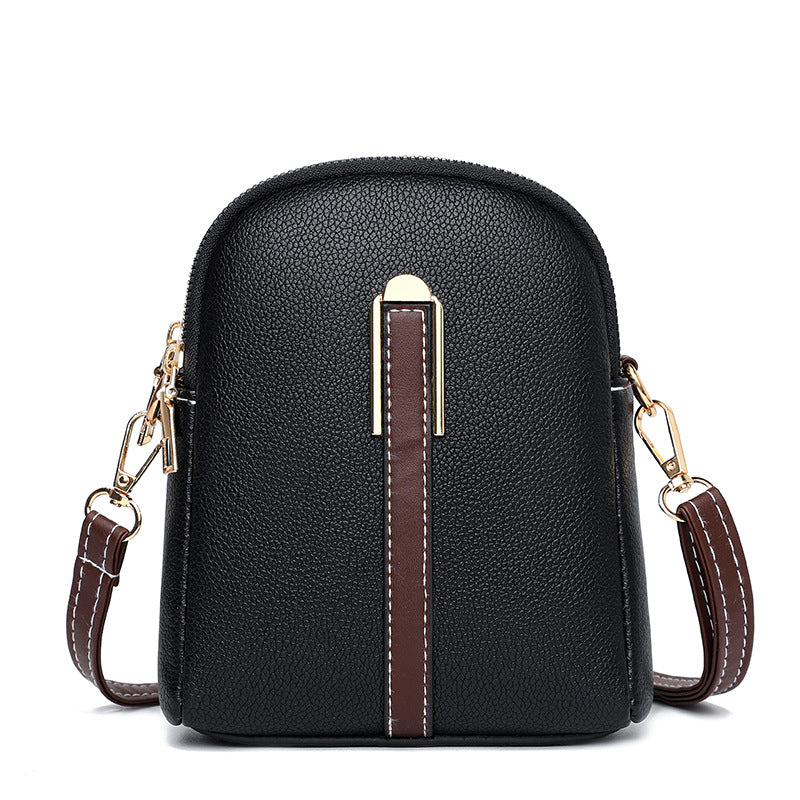 realaiot  Casual Colorblock Crossbody Bag, All-Match Zipper Shoulder Bag, Minimalist Mobile Phone Bag