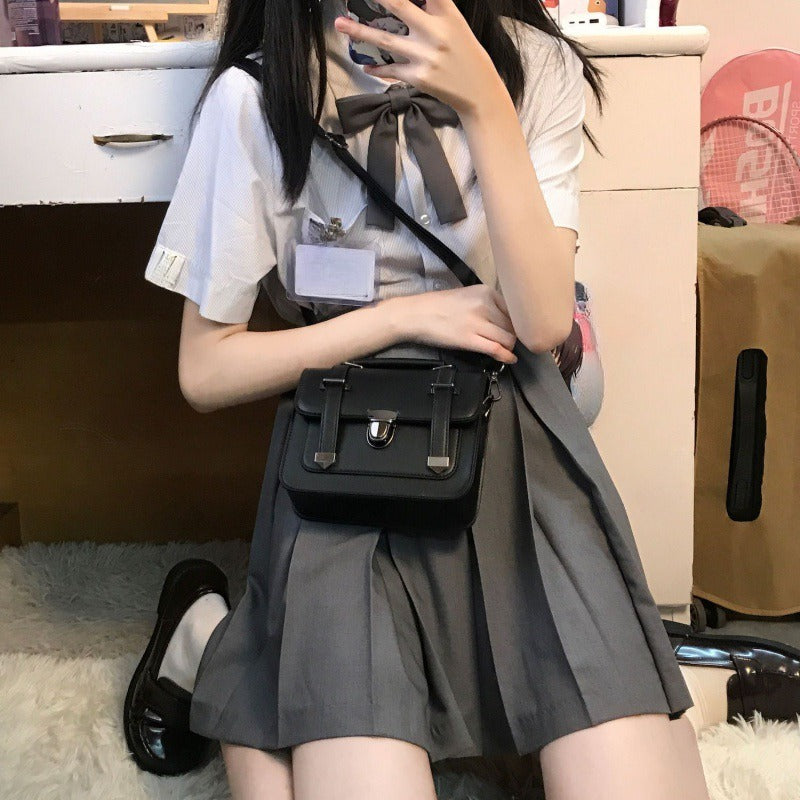 realaiot  Jk Uniform Crossbody Bag, Retro College Style Handbag, Buckle Decor Messenger Bag For Anime Lolita Girls