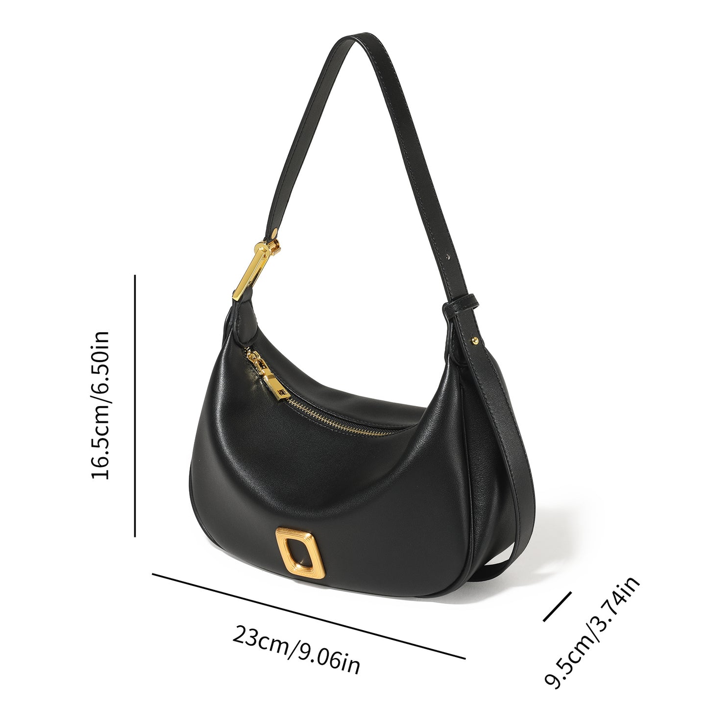 realaiot  Retro Style Saddle Shoulder Bag, Solid Color Hobo Bag, Women's Leather Underarm Purse