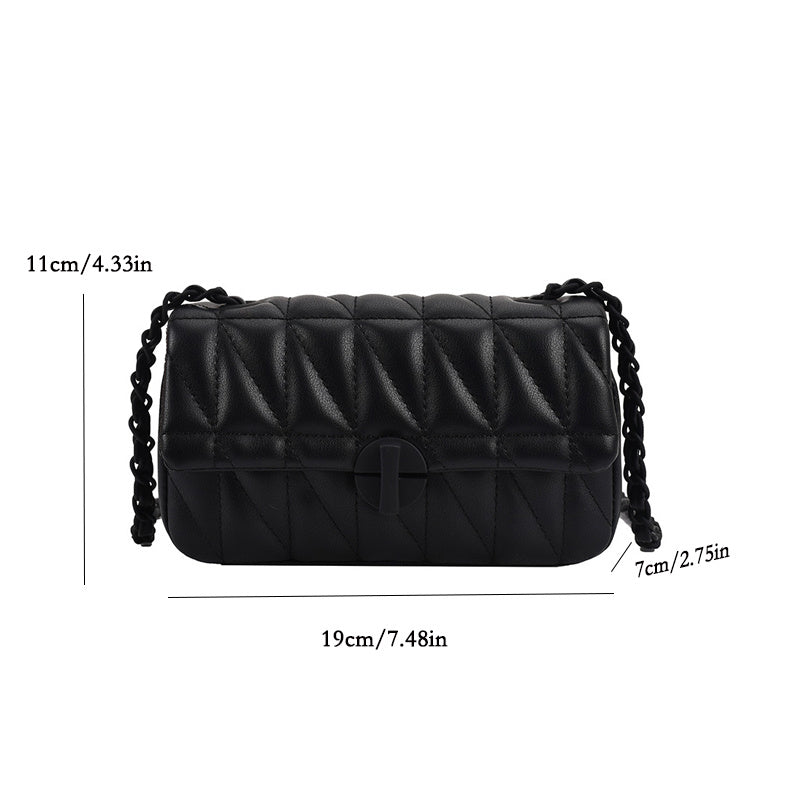 realaiot  Mini Quilted Crossbody Bag, Trendy PU Flap Shoulder Bag, Women's Luxury Handbag & Purse (19.0cm X 11.0cm X 6.99cm)