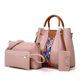 realaiot  4pcs/set Fashion Top Handle Tote Bag, Trendy Shoulder Bag, Women's Casual Handbag, Crossbody Bag & Wristlet Purse