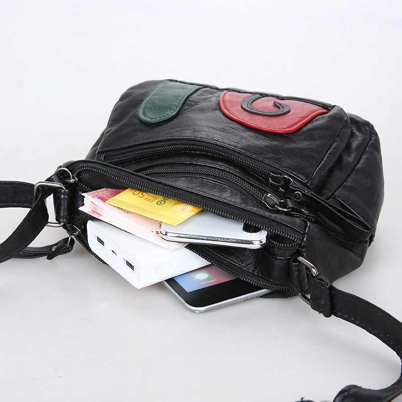 realaiot  Mini Multi-Layer Crossbody Bag, Vintage PU Shoulder Bag, Women's Casual Handbag & Phone Purse (19.0cm X 15.98cm X 7.98cm)
