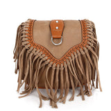 realaiot  Bohemian Tassel Crossbody Bag, Retro Suede Fringe Shoulder Bag, Hobo Saddle Purse For Women