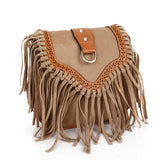 realaiot  Bohemian Tassel Crossbody Bag, Retro Suede Fringe Shoulder Bag, Hobo Saddle Purse For Women