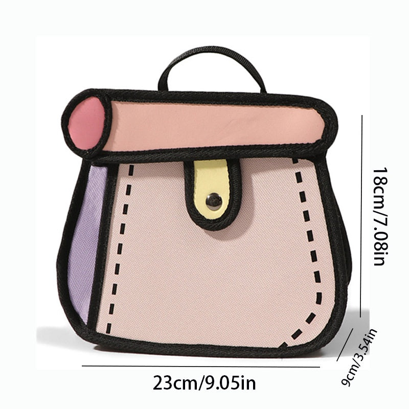 realaiot  Two-dimensional Cartoon Anime Crossbody Bag, Kawaii Cosplay Style Canvas Crossbody Bag, Doodle Comic Chain Shoulder Bag