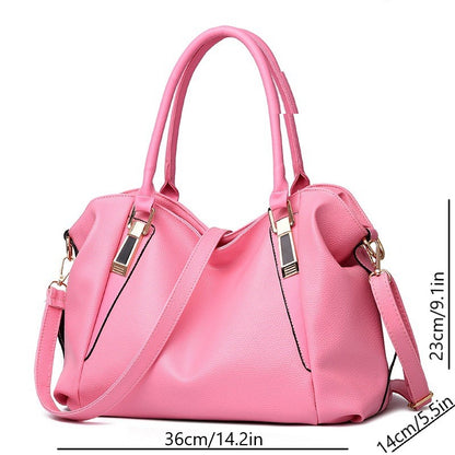 Fashion Casual Shoulder Bag, PU Leather Large Capacity Handbag Tote Bag For Men Women