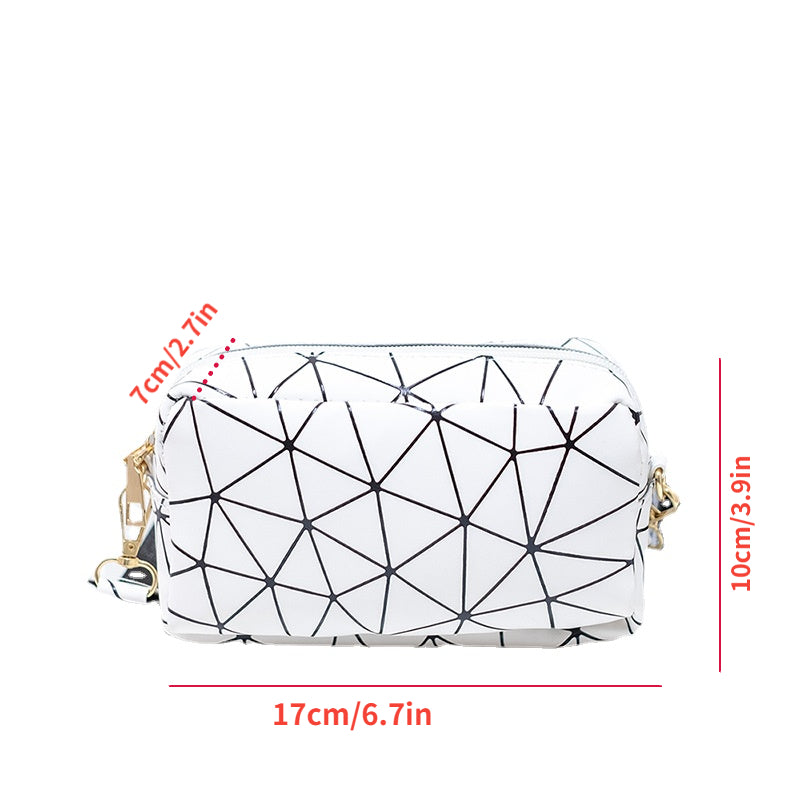 Mini Geometric Print Crossbody Bag, Trendy PU Shoulder Bag, Women's Fashion Handbag & Purse