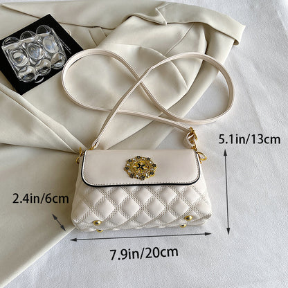 realaiot  Fashion Quilted Crossbody Bag, Trendy Flap Shoulder Bag, Women's Elegant Handbag & Purse