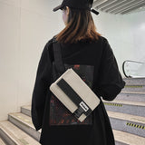 realaiot  Fashion Canvas Crossbody Bag, Trendy Shoulder Sling Bag, Women's Casual Chest Purse