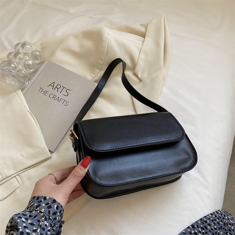 realaiot  Fashion Vegan Crossbody Bag, Solid Color Simple Shoulder Bag, Women's Casual Handbag & Purse