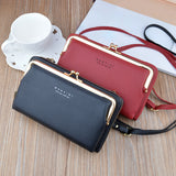 realaiot  PU Leather Clutch Wallet For Women, Multifunctional Crossbody Bag, Fashion Long Coin Purse With Kiss Lock