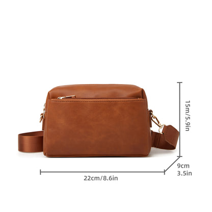 Simple Crossbody Bag, PU Leather Shoulder Bag, Simple Multi Pockets Square Bag