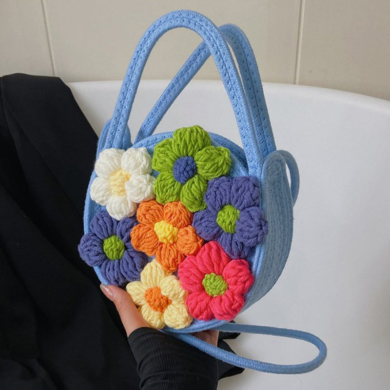 realaiot  Flower Knitted Crossbody Bag, Summer Beach Shoulder Bag, Women's Casual Handbag & Purse For Travel