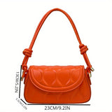 realaiot  Trendy Embossed Shoulder Bag, Solid Color Flap Handbag, Perfect Underarm Bag For Daily Use