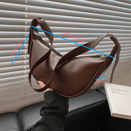 realaiot  Minimalist Solid Color Crescent Zipper Bag, All-Match Textured Zipper Shoulder Bag, All-Match Women's Daily Bag