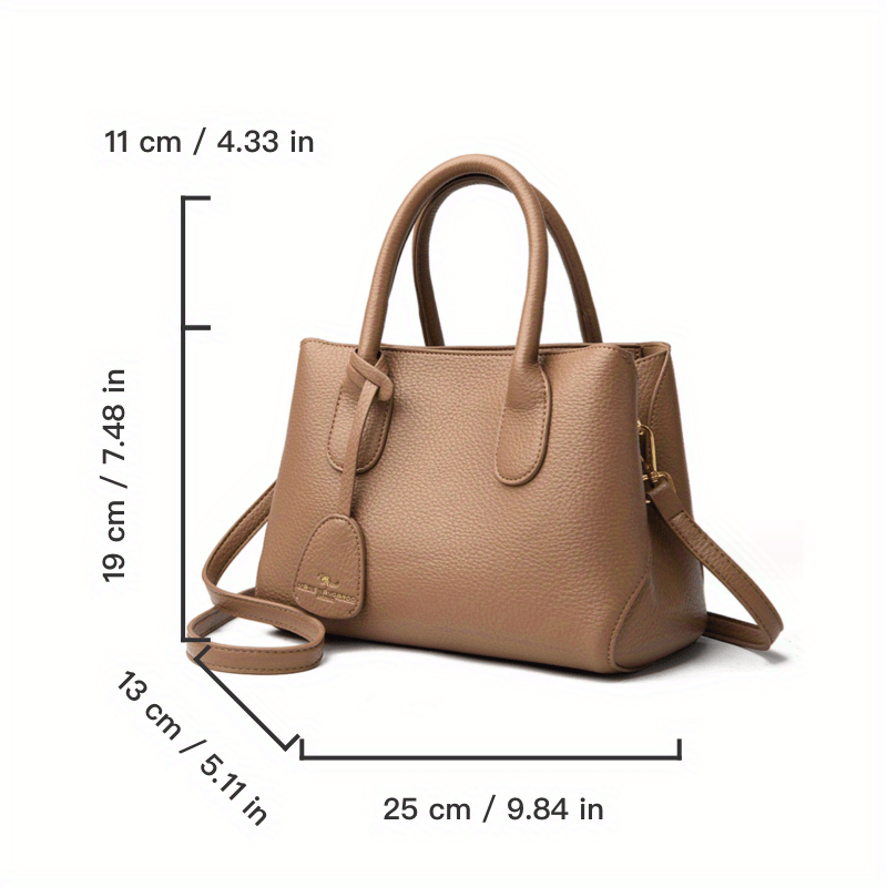 realaiot Elegant Solid Color Handbag, Multi Layer Crossbody Bag, Women's Top Handle Satchel & Purse