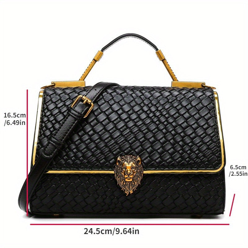 Classic Elegant Mini Square Bag, Black Top Handle Satchel Bag For Women, Trendy Flap Shoulder Bag