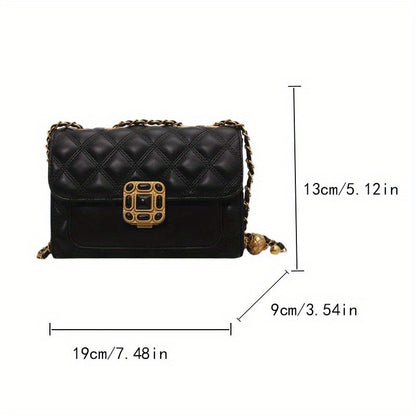 Mini Fashion Quilted Crossbody Bag, Classic Flap Shoulder Bag, Women's Elegant Handbag & Purse