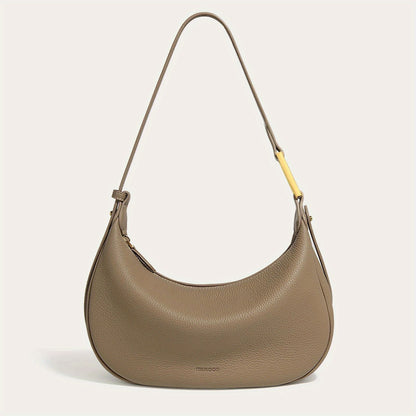 Retro Style Saddle Shoulder Bag, Solid Color Hobo Bag, Women's Leather Underarm Purse