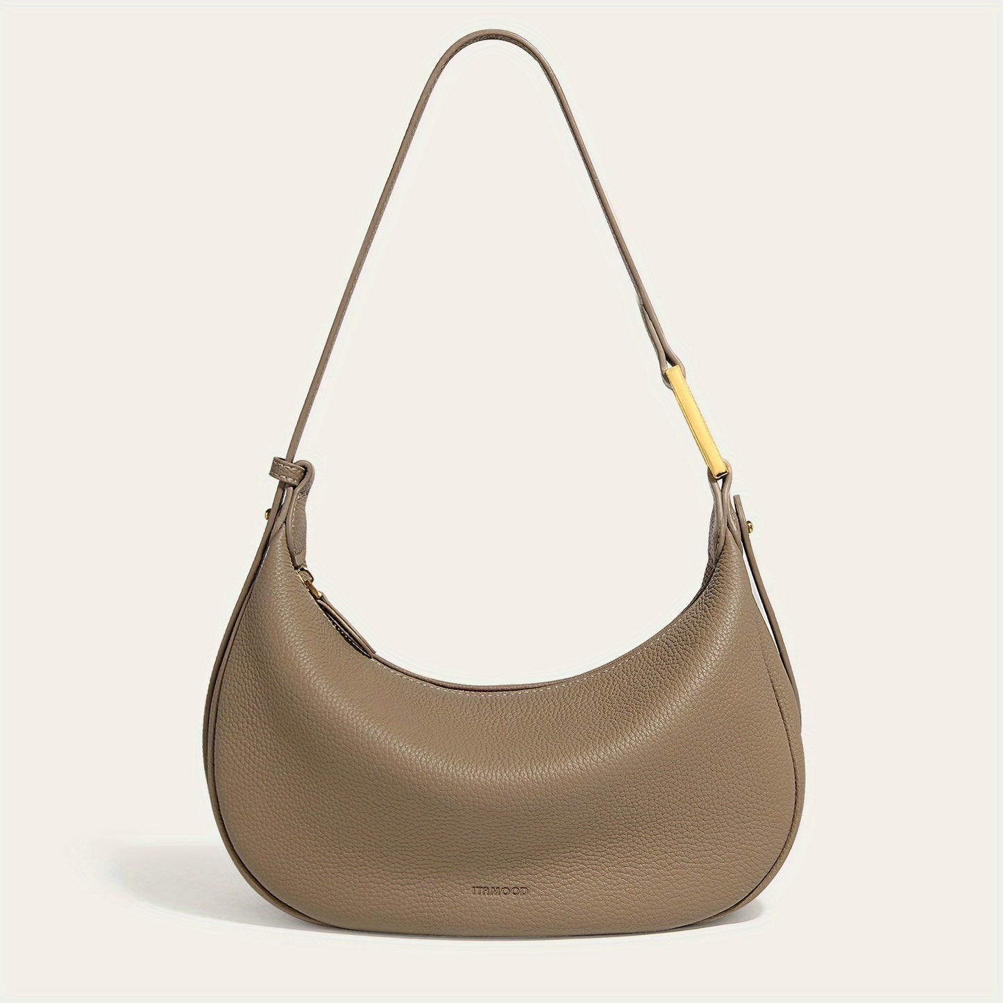 realaiot Retro Style Saddle Shoulder Bag, Solid Color Hobo Bag, Women's Leather Underarm Purse