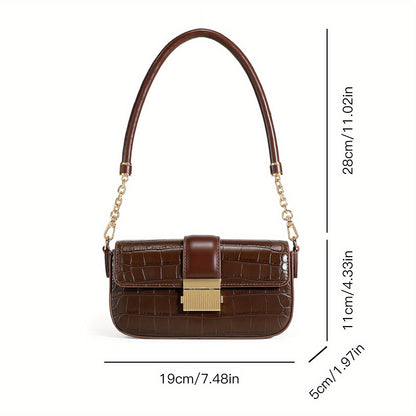 Fashion Solid Color Shoulder Bag, Elegant Retro Handbag, Women's Simple Casual Handbag & Purse