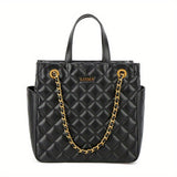 Classic Solid Color Handbag, Argyle Pattern Top Handle Satchel Bag, Women's Trendy Commuter Bag