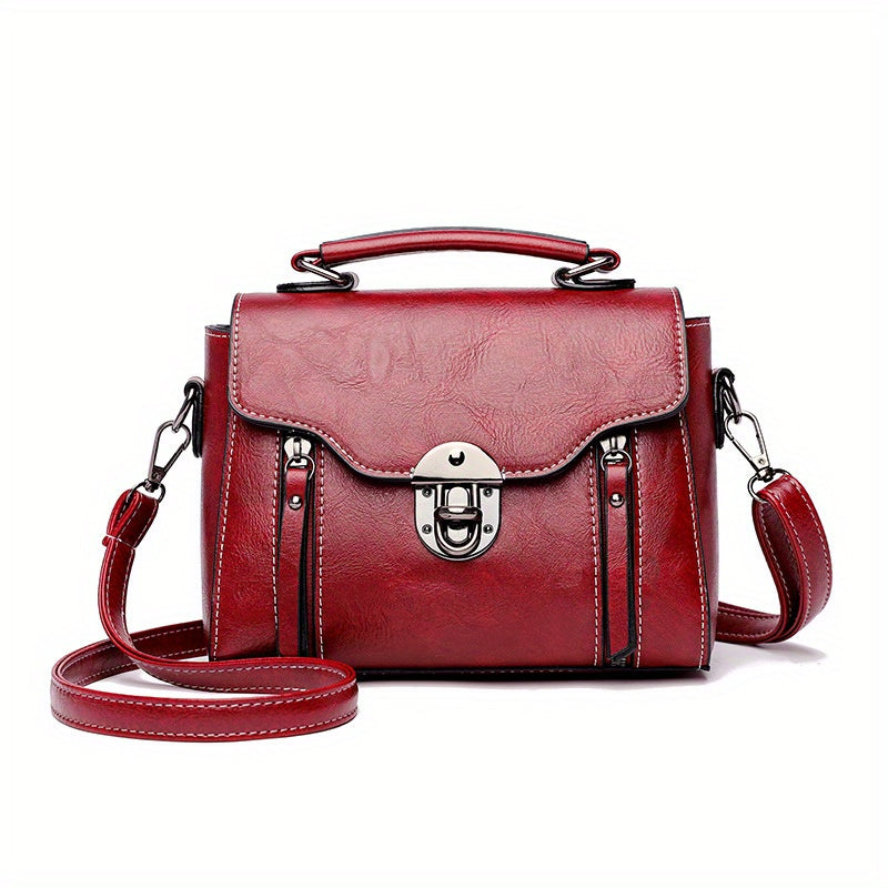 realaiot  Mini Vintage Crossbody Bag, Retro PU Leather Shoulder Bag, Women's Fashion Handbag & Purse