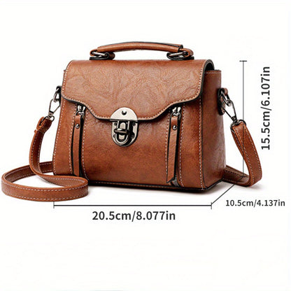 realaiot  Mini Vintage Crossbody Bag, Retro PU Leather Shoulder Bag, Women's Fashion Handbag & Purse