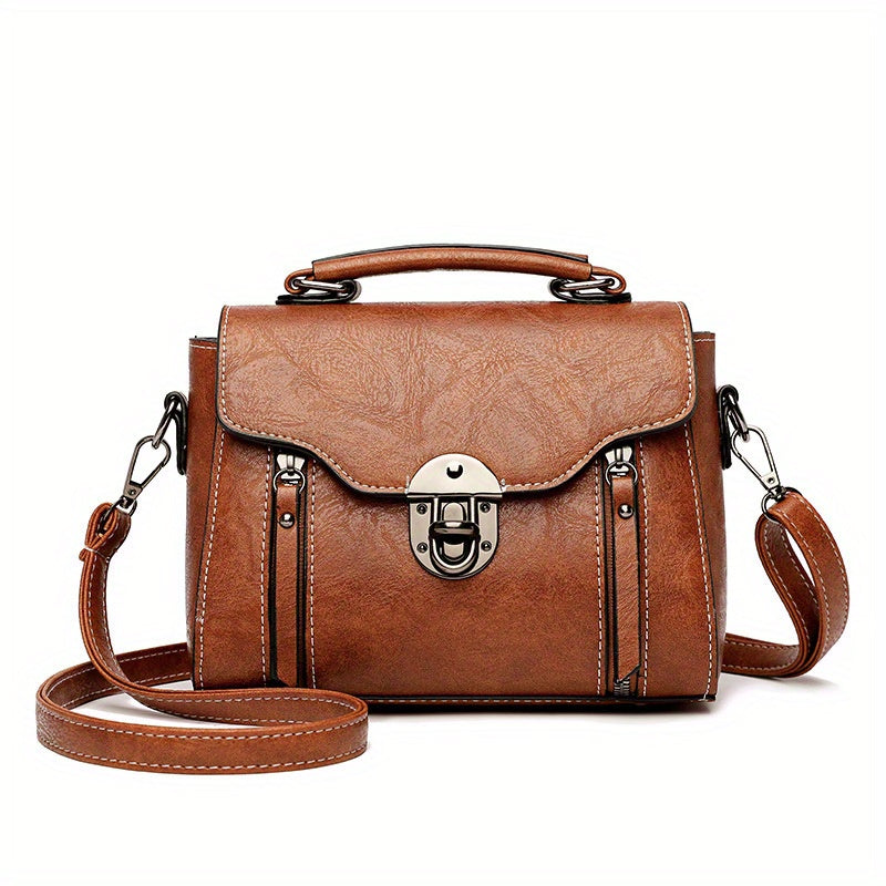 realaiot  Mini Vintage Crossbody Bag, Retro PU Leather Shoulder Bag, Women's Fashion Handbag & Purse