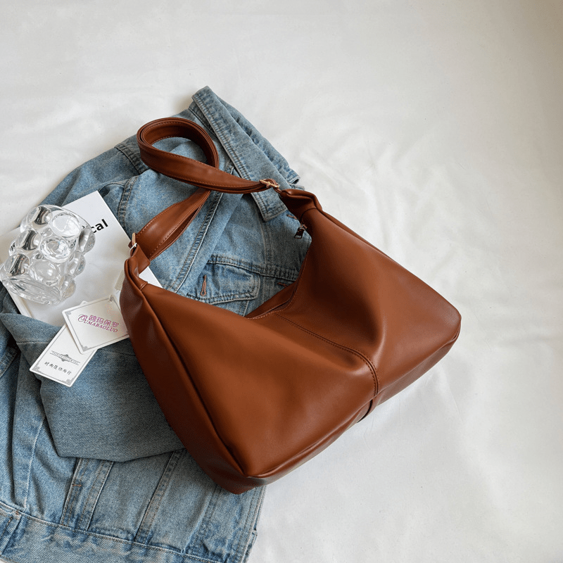 realaiot Trendy All-match Zipper Shoulder Bag, Simple Solid Color Crossbody Bag, Perfect Casual Underarm Bag For Commuting